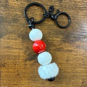 Charming Red & White Keychain with Accents